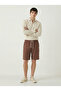 Men's Brown Linen Muslin Shorts 100% Cotton Organic Fabric with Back Pockets - 7