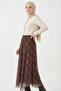 Asymmetrical Cut Comfortable Fit Maxi Plaid Patterned Chiffon Elastic Waist Non-See-Through Lined Long Skirt - 4