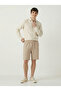 Men's Beige Linen Muslin Shorts 100% Cotton Organic Fabric with Back Pockets - 7