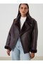 Timeless Clothing & Timeless Choices Fur Roba Collar Women's Leather Look Coat