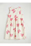 Ecru Crew Neck Bow Printed Girl's Dress - 2