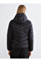Black Hooded Women's Puffer Jacket - 4