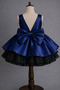 Special Design Navy Blue Color Sleeveless Bow and Tulle Detailed Girl's Evening Dress - 2