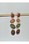 Women's Special Series Colorful Natural Stone Dangle Gold Earrings - 4