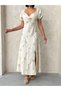 Rochie din in brodat - Kaki |   Elb2901 - 5