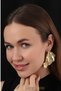Nesli̇şah Seri̇ Gold and Silver Color Liquid Metal Look Wavy Large Statement Women's Earrings - 3