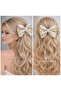 Luxury Design Shiny White Gold Sequined Big Bow Automatic Clip Hairpin
