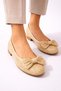 Women's Silvery Stone Bowknot Ballerina Shoes – Comfortable, Stylish, for Daily Use - 3