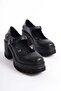 Women's Ruby Black Skin Single Helmet 8 cm Heeled Platform Shoes 601 - 3