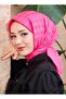وشاح حريري بنمط مربعات من الجاكار للحجاب*فوشيا