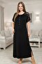 Women's Plus Size Ripped Buttoned Pocketed Long Dress Nightgown