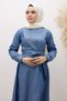 Beli Belted Stitched Detailed Denim Dress Tsd260127 Light Blue - 3