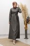 Belted Denim Dress with Stitching Detail Tsd260127 Anthracite