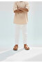 Baby Double Set White Gabardine Pants Muslin Beige Shirt - 2