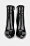 Women's Black Patent Leather Genuine Natural Leather Size 35-41 Thin Heel Pointed Toe Boots & Booties - 5