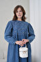 Women's Roba Front Sequin Embroidered Long Denim Dress - 5