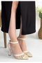 Hejja Beige Skin Tulle Detailed Heeled Shoes - 3