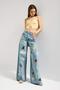 Women's Denim Color 3S6-32 Straight Fit Object Embroidery and Embellished Special Design Denim Jeans - 2