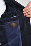 Fevual Men's Dark Navy Mono Neck Diagonel Print Slim Fit Blazer Sports Jacket - 6