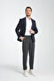 Fevual Men's Dark Navy Mono Neck Diagonel Print Slim Fit Blazer Sports Jacket - 5