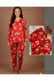Women's Buttoned Cotton Thin Sh Fleece-Lined Pajama Set - 2