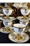 Acar 6-Person Belmonte Porcelain Coffee Cup Set with Stands 90 ml - 6