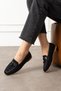 Padova Black Mini Stone Tasseled Wooden Bead Detailed Loafer Ballerina Casual Shoes - 2