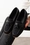 Padova Black Mini Stone Tasseled Wooden Bead Detailed Loafer Ballerina Casual Shoes - 3