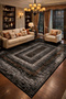 Mosso Green Theme Floral and Cheetah Figure Patterned Woven Base Modern Decorative Carpet Mosso3222 - 2
