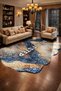 Mosso Green Theme Floral and Cheetah Figure Patterned Woven Base Modern Decorative Carpet Mosso3229 - 2