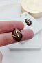 Dark Brown Oval Gold Women's Earrings