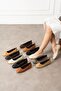 Fiora Checkered Mink Bowknot Wooden Bead Detailed Ballerinas - 5