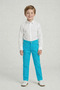 Boys' White Long Sleeve Shirt Turquoise Pants April 23 Show Outfits - 3