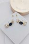 Pearl and Black Enamel 3 Ball Gold Women's Earrings (Located in the Middle of the Ear Stud Earring) - 2