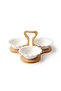 3PCS Porcelain Serving Bowls w Bamboo Stand – 15cm White Snack & Condiment Set for Daily Use - 4