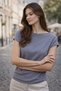 Women's Knitwear Blouse Gray Short Sleeve Bat Sleeve Sausage Collar Boat Neck Casual Soft Stylish - 2