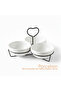 3PCS Round Porcelain Bowl Set w Metal Black Stand - 14cm White Serving Bowls forSnacks,Dates