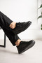 Mavron Genuine Leather Black Leather Men's Lace-Up Thick Sole Black Casual Sneaker Shoes - 3