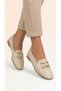 Women's Loafer Ballet Flats with Gold Buckle, Daily Comfortable Office Shoes, Non-Slip Sole, Stylish Classic - 7
