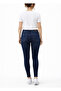 Double Tt High Waist Narrow Leg Lycra Blue Denim Trousers - 2