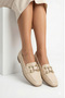 Women's Loafer Ballet Flats with Gold Buckle, Daily Comfortable Office Shoes, Non-Slip Sole, Stylish Classic - 2