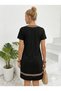 Women's Short Sleeve V-Neck Ethnic Stripe Detailed Viscose Dress - 4