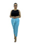 Plus Size Belted High Waist Skinny Leg Women's Trousers