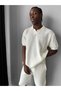 Men's Honeycomb Textured Knitwear Polo Collar T-Shirt Embroidered Knitted Short Sleeve Oversize Polo T-Shirt