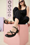 Women's Cross-Strap Sandals with Ring Detail - 4