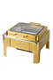 5.5 L Fully Gold Stainless Steel Hydraulic Chafing Dish Square 2/3 GN - Luxury Buffet