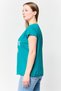 Women Crew Neck Short Sleeve Graphic Print Top, Teal Green - 3