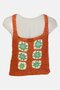 Design Women Square Neck Sleeveless Crochet Tank Top, Brown - 3