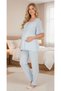 New Season Blue Summer Scallop Linen Detailed Stylish Short Sleeve Maternity Pajama Set