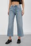 Trendy High Waist Crop Wide Leg Denim Jeans - High Rise Cropped Wide Leg Jeans (90cm)